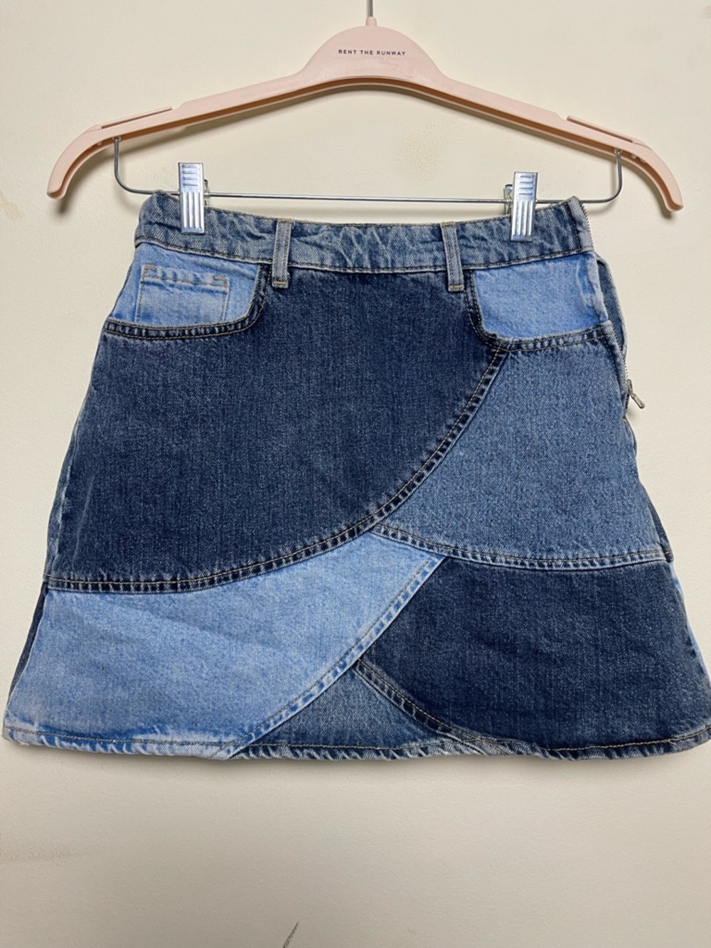 Zara Mixed-Wash Patchwork Denim Mini Skirt - Blue